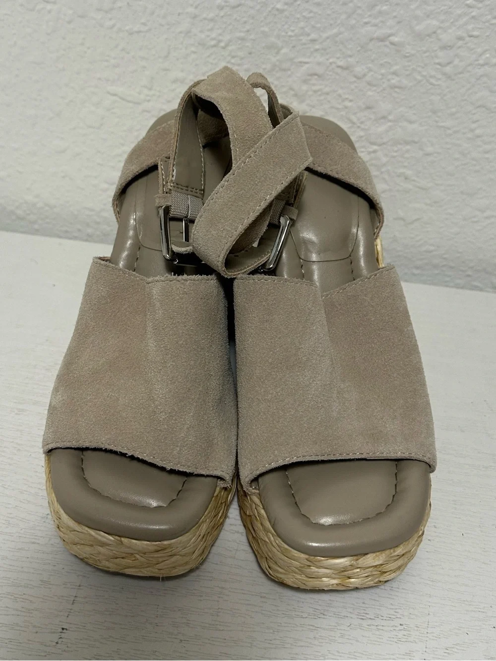Marc fisher Women’s Taupe Suede Espadrille Wedge Sandals - Picture 7 of 8